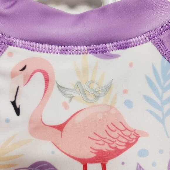 Angel Season Girls Long Sleeve UV One Piece Flamingo Swimsuit Size 7 Years - Picture 5 of 8